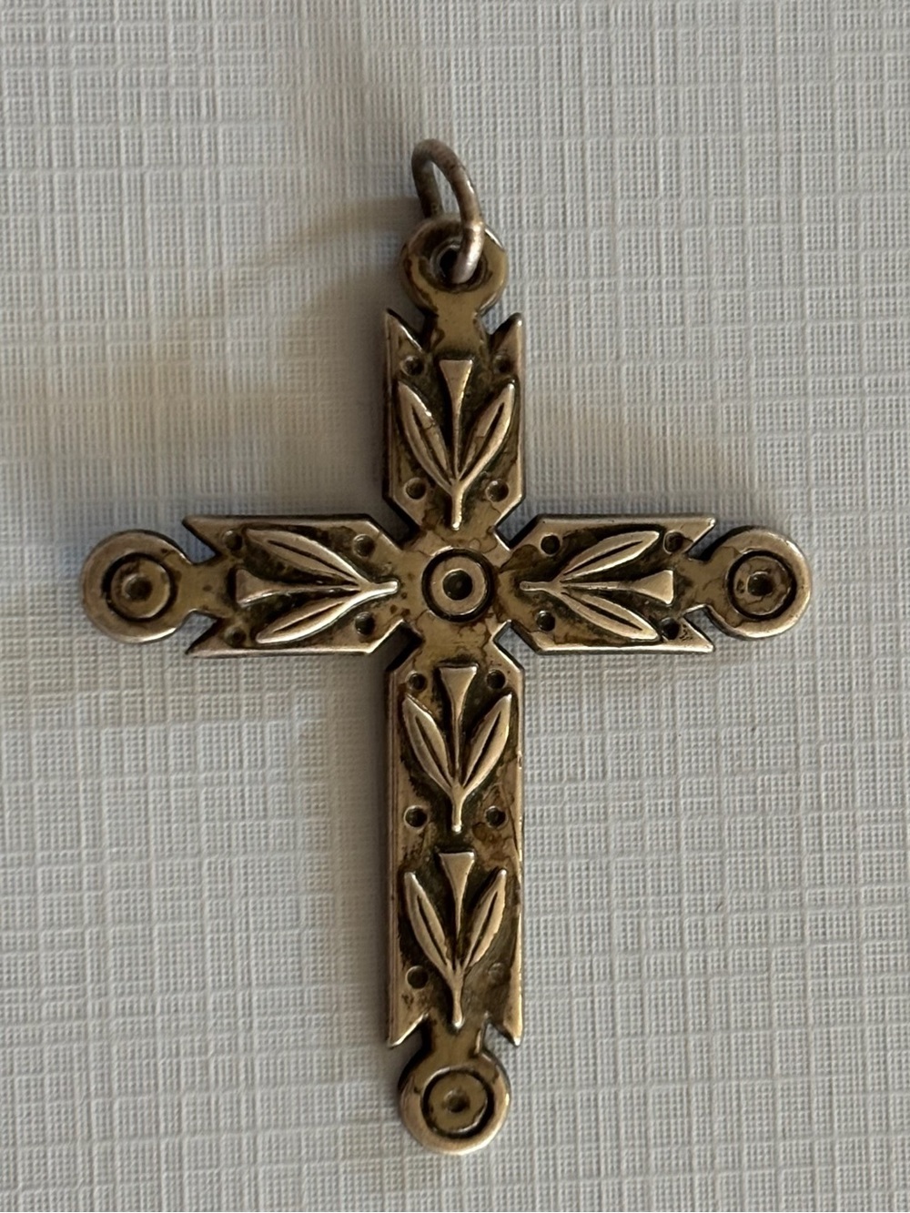 Vintage James Avery Retired Sterling Silver Olive Branch Cross Pendant Mark RARE